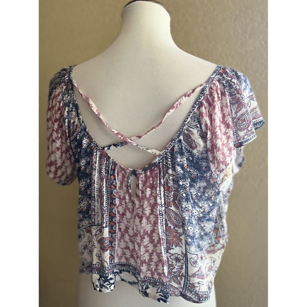 Billabong Women's Multi color Festival Moon Crop Top Size S M - Picture 3 of 9